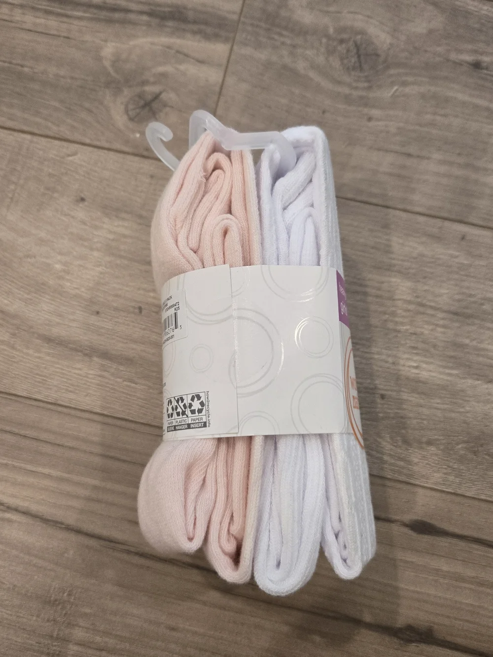🌻 NWT Girls White & Pastel Pink 2 Pack Tights Size S (4-6)